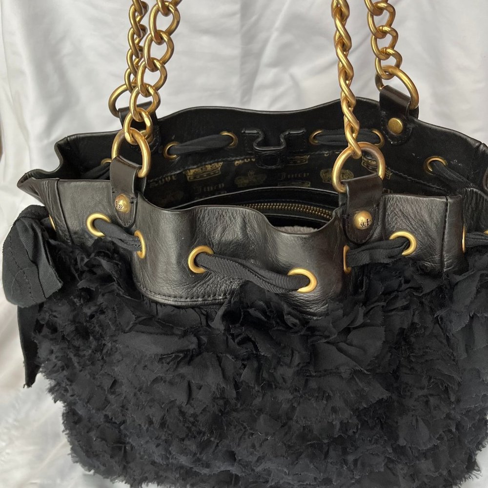 Authentic juicy couture leather / silk corsage bag